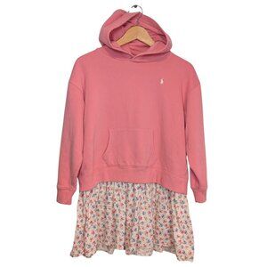 Polo Ralph Lauren Girls Size Large Hoodie Sweatshirt Dress Pink Floral Skirted